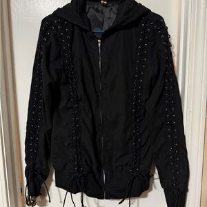 Black Lace-Up Hoodie